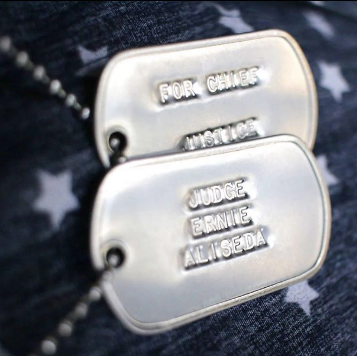 Dog Tags — Ernie Aliseda for Chief Justice, 13th Court of Appeals - Texas - 2018