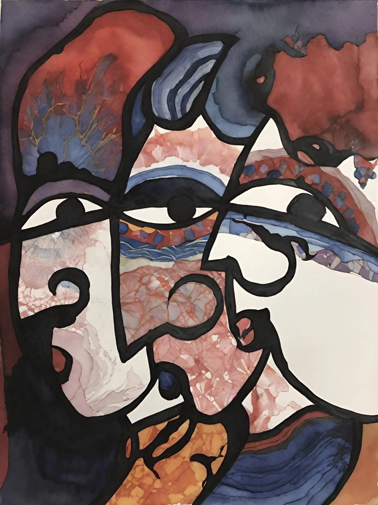 Painted portrait detail
