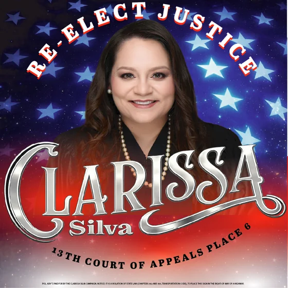 4' x 4' Sign — Clarissa Silva for Justice, 13th Court of Appeals, Place 6 - Texas - 2026