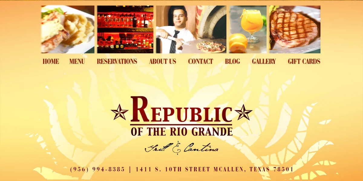 Website Mockup — Republic of the Rio Grande - McAllen, Texas - 2013 - Homepage
