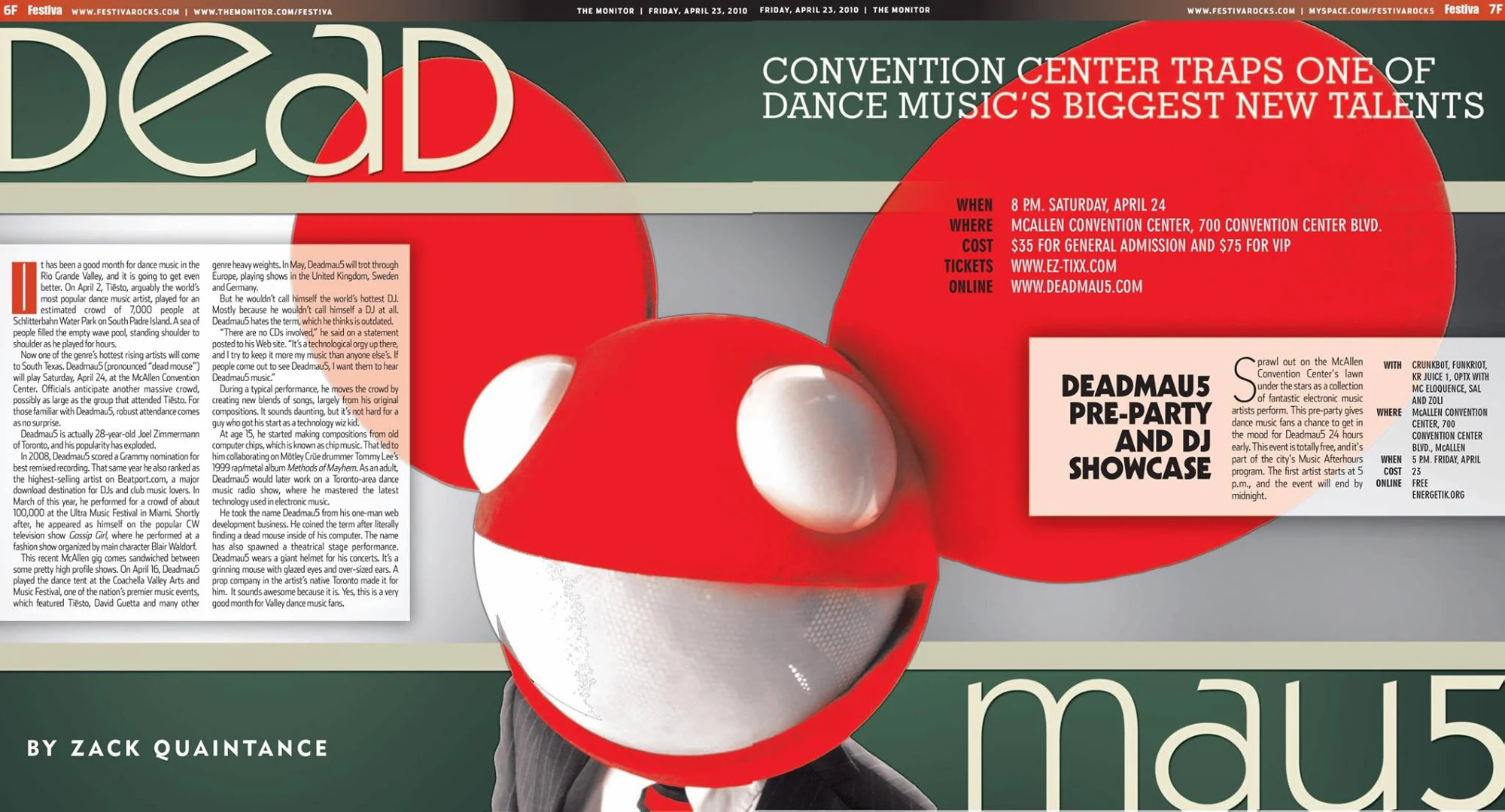 Editorial Spread — Festiva, The Monitor - McAllen, Texas - 2010 - Deadmau5
