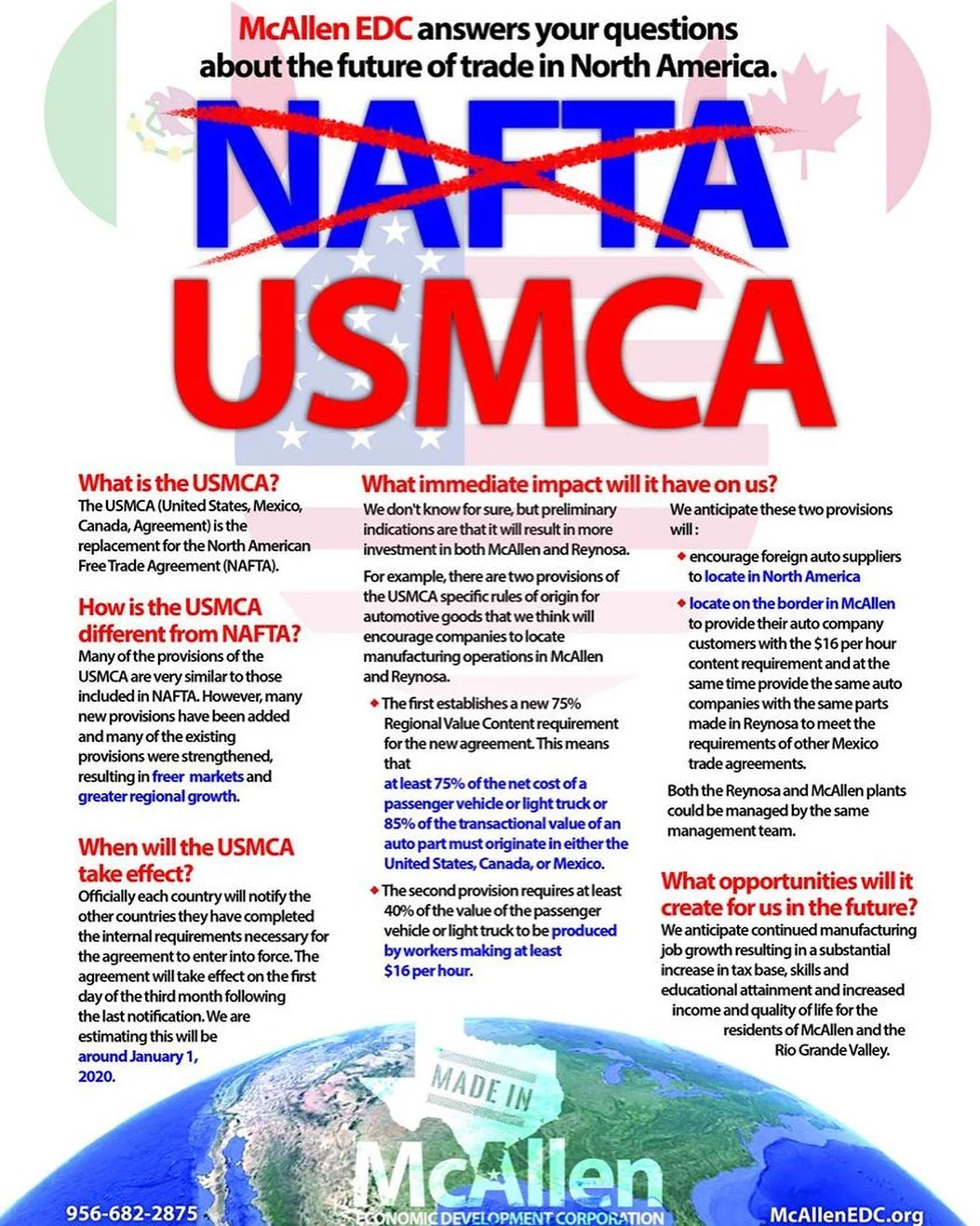 Print Ad — McAllen EDC - McAllen, Texas - NAFTA and USMCA